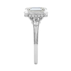 LADIES 14K White Gold 2 1/6Ct Diamond Engagement Ring Elongated Cushion Cut Center With Round Side Stones, Elegant Fine Ring 2Ct Cushion Center Stone (Color F-G -Clarity Vs1/Vs2)