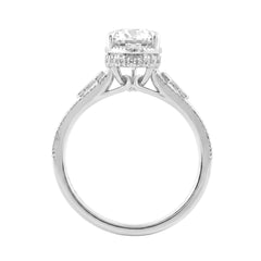 LADIES 14K White Gold 2 1/6Ct Diamond Engagement Ring Elongated Pear Cut Center With Round Side Stones, Elegant Fine Ring 2Ct Pear Center Stone (Color