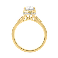 Luxury 14K Yellow Gold 2 1/6Ct Elongated Pear-Shaped Diamond Hidden Halo Ladies Engagement Ring With Round Diamonds 2Ct Pear Center Stone (Color F-G -Clarity Vs1/Vs2)