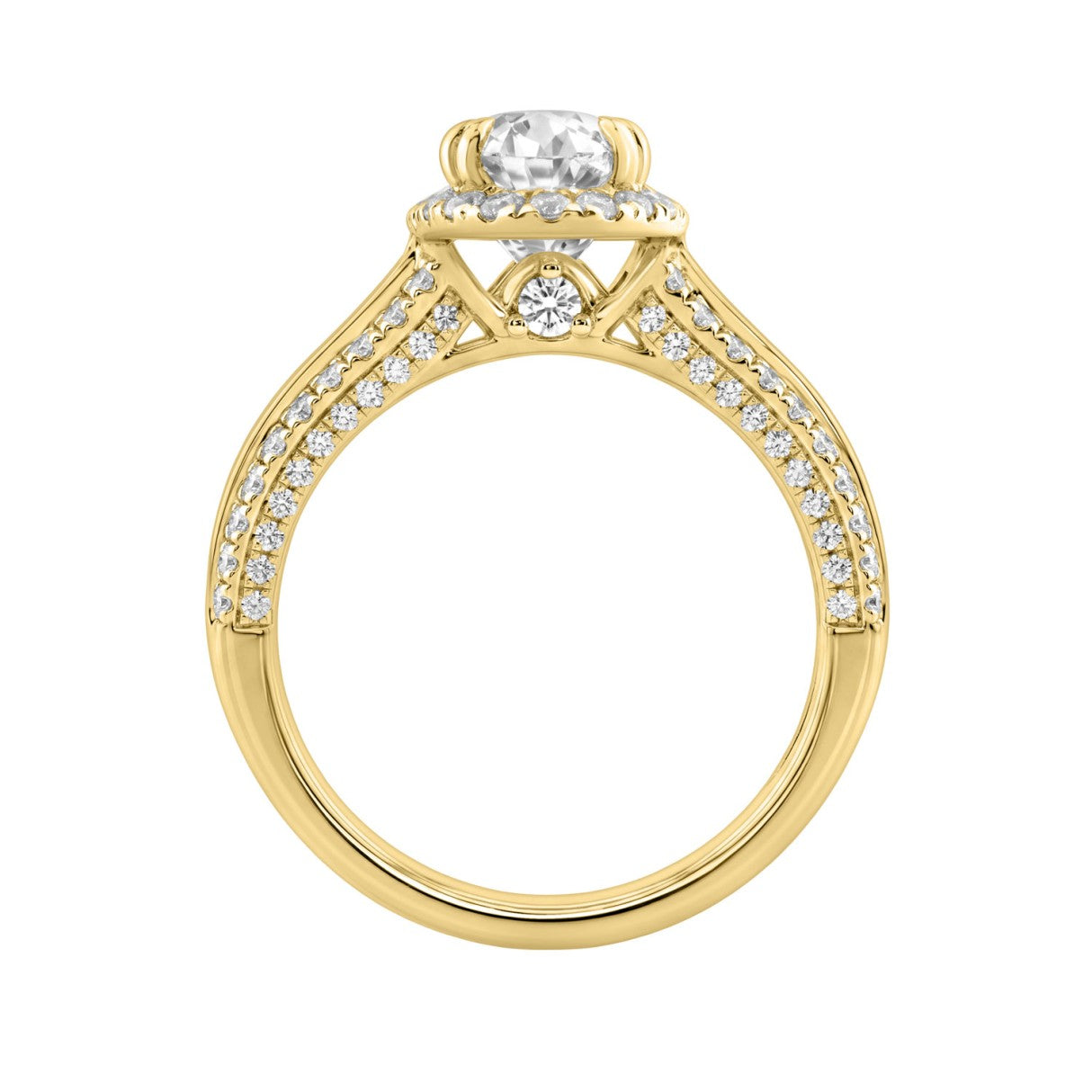 14K Yellow Gold 3.00 Ct Diamond Halo Engagement Ring For Women Elongated 2Ct Oval Cut Center Stone With Round & Baguette Side Stones, Luxury Bridal Ri