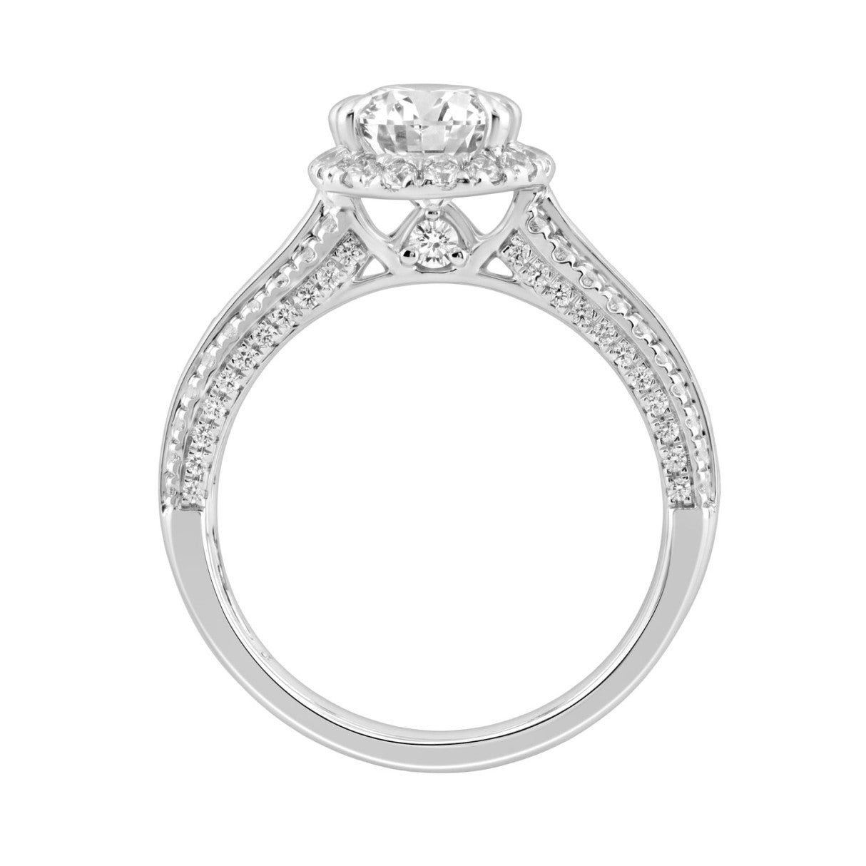 14K White Gold 3.00 Ct Diamond Halo Engagement Ring For Women Elongated 2Ct Pear Cut Center Stone With Round & Baguette Side Stones, Luxury Bridal Rin