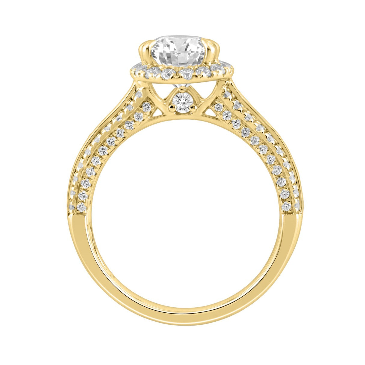 14K Yellow Gold 3.00 Ct Diamond Halo Engagement Ring For Women Elongated 2Ct Pear Cut Center Stone With Round & Baguette Side Stones, Luxury Bridal Ri