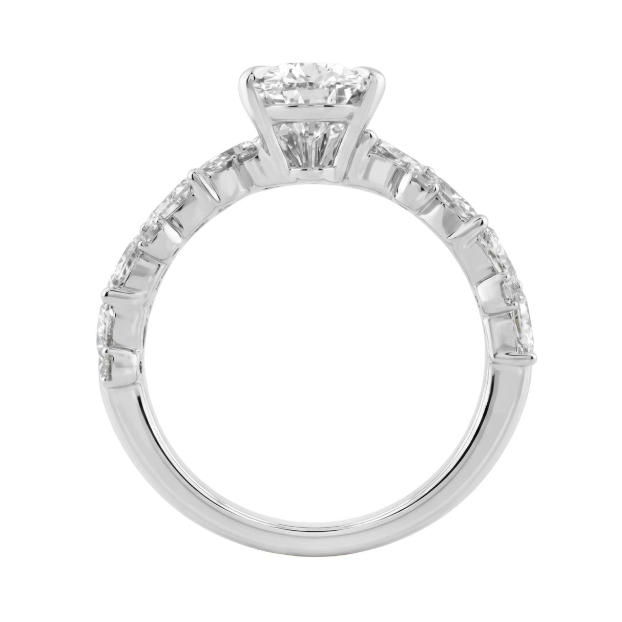 14K White Gold 3.00 Ct Diamond Halo Engagement Ring For Women Elongated 2Ct Pear Cut Center Stone With Round &amp; Marquise Side Stones, Luxury Bridal