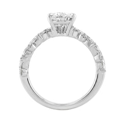 14K White Gold 3.00 Ct Diamond Halo Engagement Ring For Women Elongated 2Ct Pear Cut Center Stone With Round &amp; Marquise Side Stones, Luxury Bridal