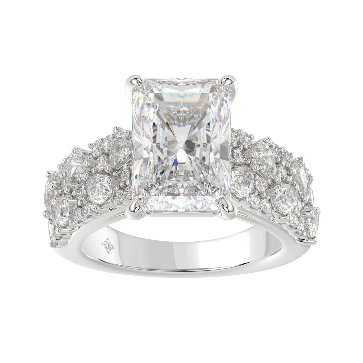 Luxury 14K White Gold Diamond Ring 6 1/4Ct Radiant Center Stone With Pear &amp; Round Diamonds, Women Fashion Engagement Ring (Color F-G -Clarity Vs1/Vs2)