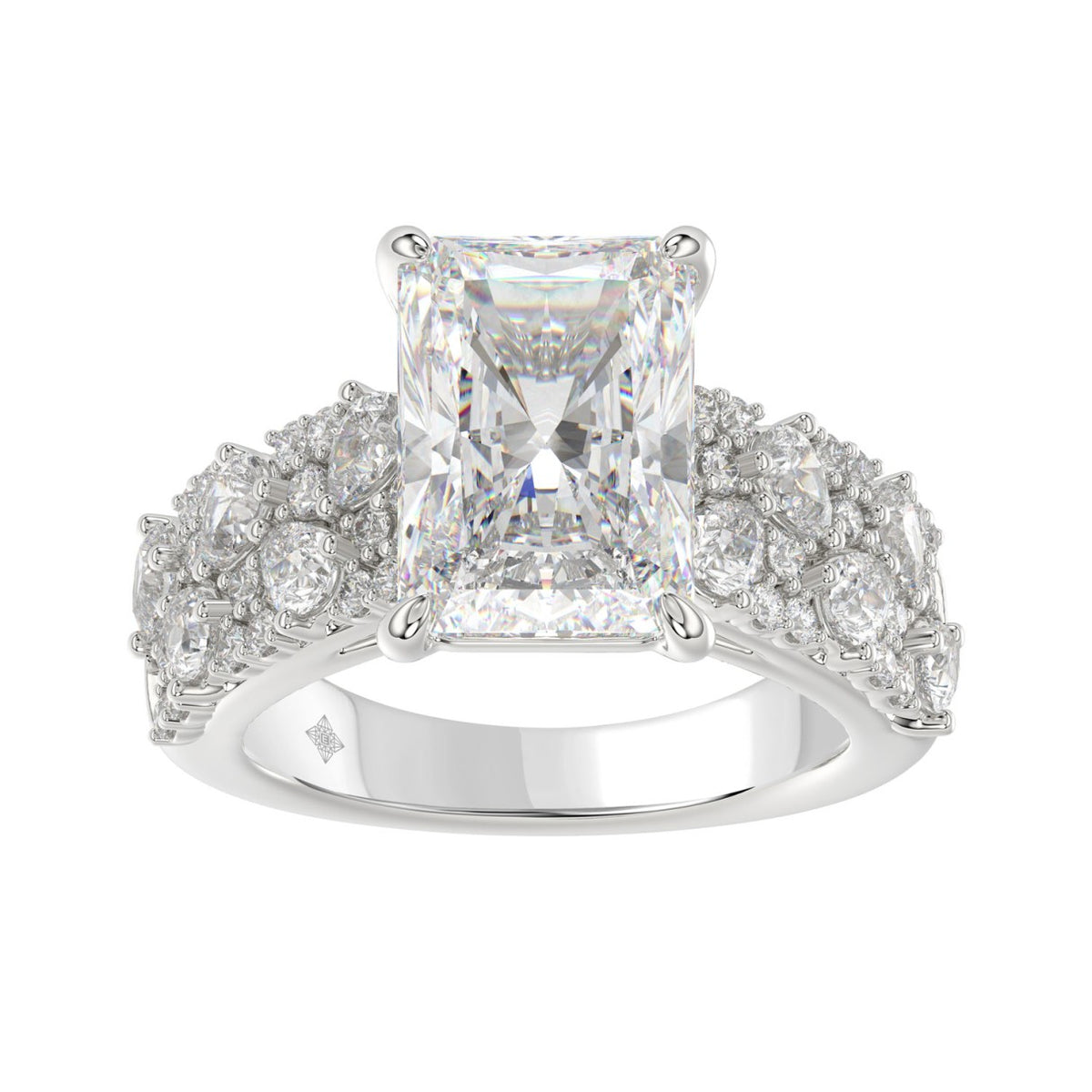 Luxury 14K White Gold Diamond Ring 6 1/4Ct Radiant Center Stone With Pear &amp; Round Diamonds, Women Fashion Engagement Ring (Color F-G -Clarity Vs1/Vs2)