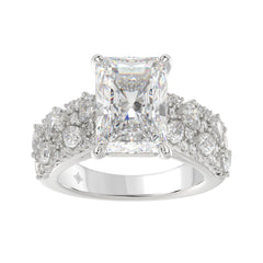 Luxury 14K White Gold Diamond Ring 6 1/4Ct Radiant Center Stone With Pear &amp; Round Diamonds, Women Fashion Engagement Ring (Color F-G -Clarity Vs1/Vs2)