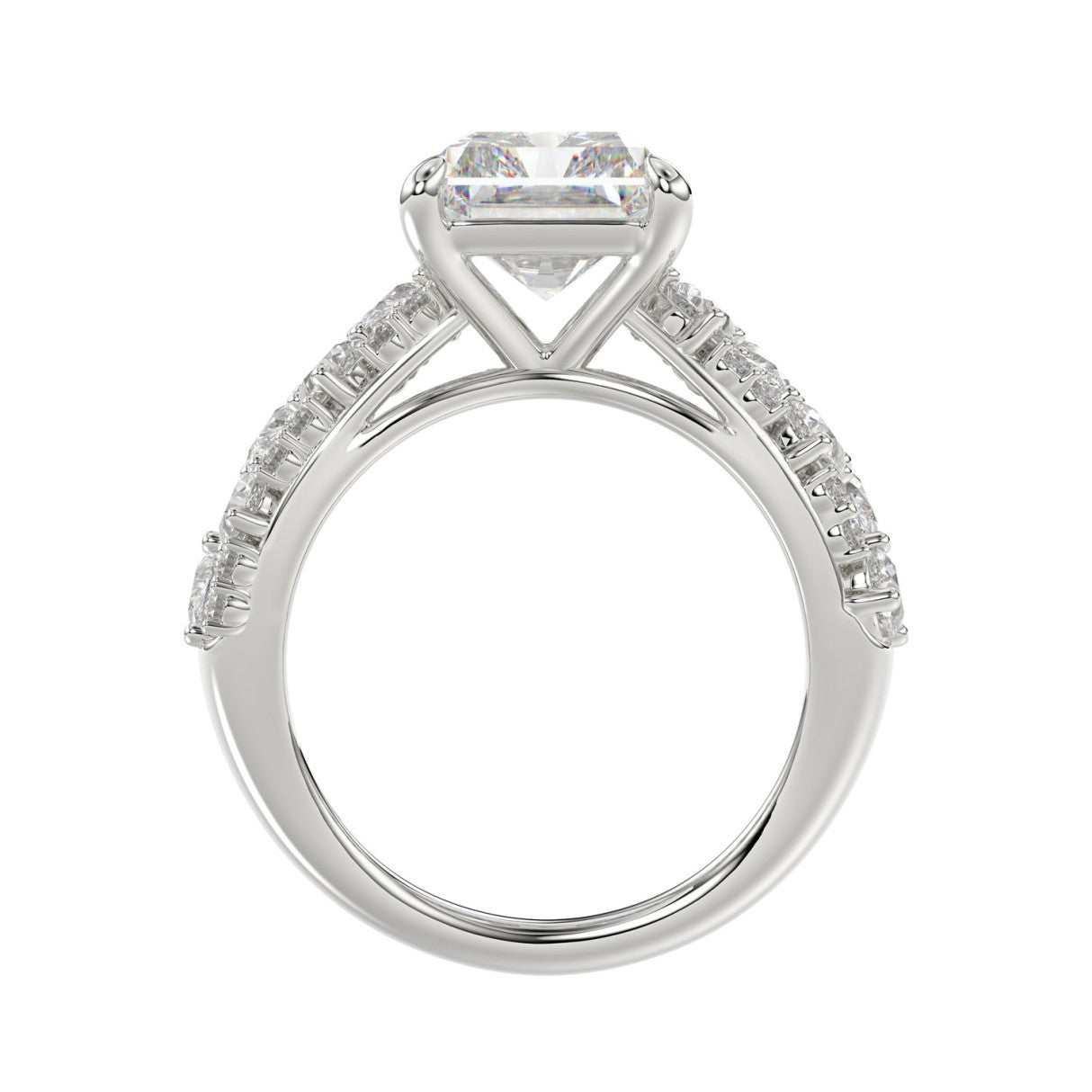 Luxury 14K White Gold Diamond Ring 6 1/4Ct Radiant Center Stone With Pear &amp; Round Diamonds, Women Fashion Engagement Ring (Color F-G -Clarity Vs1/Vs2)