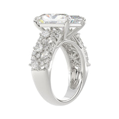 Luxury 14K White Gold Diamond Ring 6 1/4Ct Radiant Center Stone With Pear &amp; Round Diamonds, Women Fashion Engagement Ring (Color F-G -Clarity Vs1/Vs2)