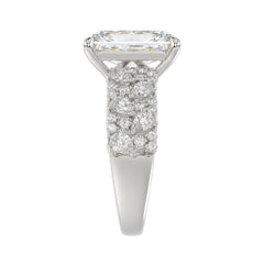 Luxury 14K White Gold Diamond Ring 6 1/4Ct Radiant Center Stone With Pear &amp; Round Diamonds, Women Fashion Engagement Ring (Color F-G -Clarity Vs1/Vs2)