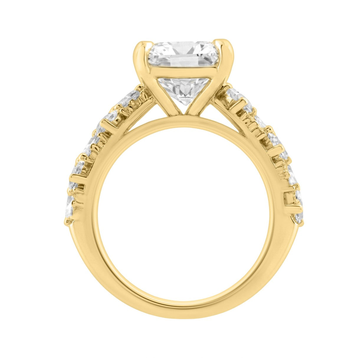 Luxury 14K Yellow Gold Diamond Ring 6 1/4Ct Radiant Center Stone With Pear & Round Diamonds, Women Fashion Engagement Ring (Color F-G -Clarity Vs1/Vs2
