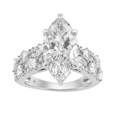 Luxury 14K White Gold Diamond Ring 6 1/4Ct Marquise Center Stone With Pear &amp; Round Diamonds, Women Fashion Engagement Ring (Color F-G -Clarity Vs1