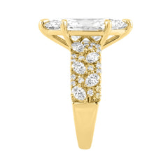 Luxury 14K Yellow Gold Diamond Ring 6 1/4Ct Marquise Center Stone With Pear &amp; Round Diamonds, Women Fashion Engagement Ring (Color F-G -Clarity Vs