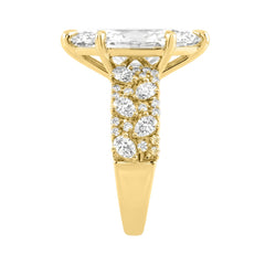 Luxury 14K Yellow Gold Diamond Ring 6 1/4Ct Marquise Center Stone With Pear &amp; Round Diamonds, Women Fashion Engagement Ring (Color F-G -Clarity Vs1/Vs2)