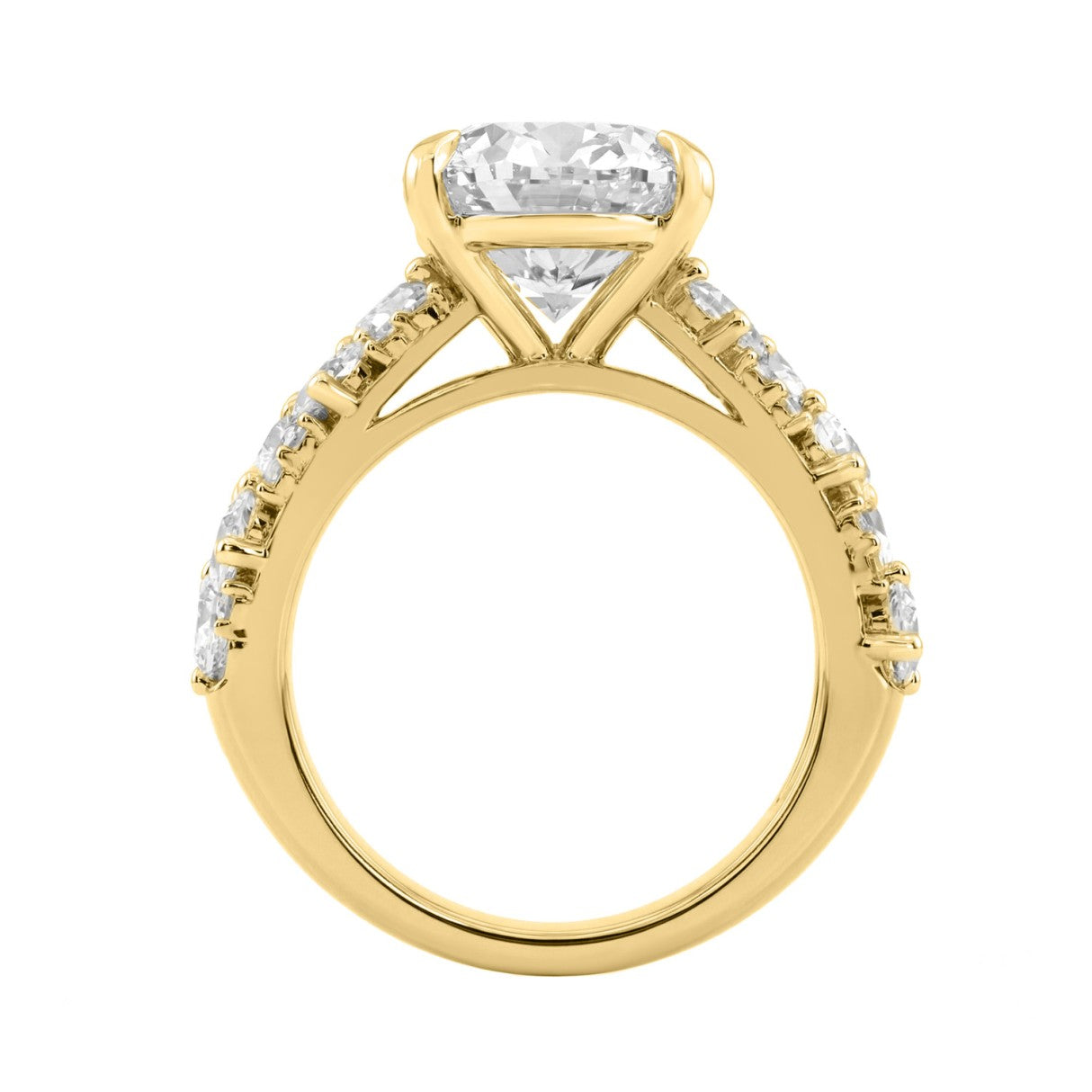 14K Yellow Gold 6 1/4Ct Diamond Engagement Ring For Women 5Ct Oval Center Stone With Pear,& Round Side Stones, Luxury Bridal Ring (Color F-G -Clarity