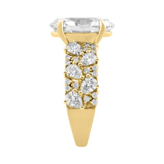 14K Yellow Gold 6 1/4Ct Diamond Engagement Ring For Women 5Ct Oval Center Stone With Pear,& Round Side Stones, Luxury Bridal Ring (Color F-G -Clarity