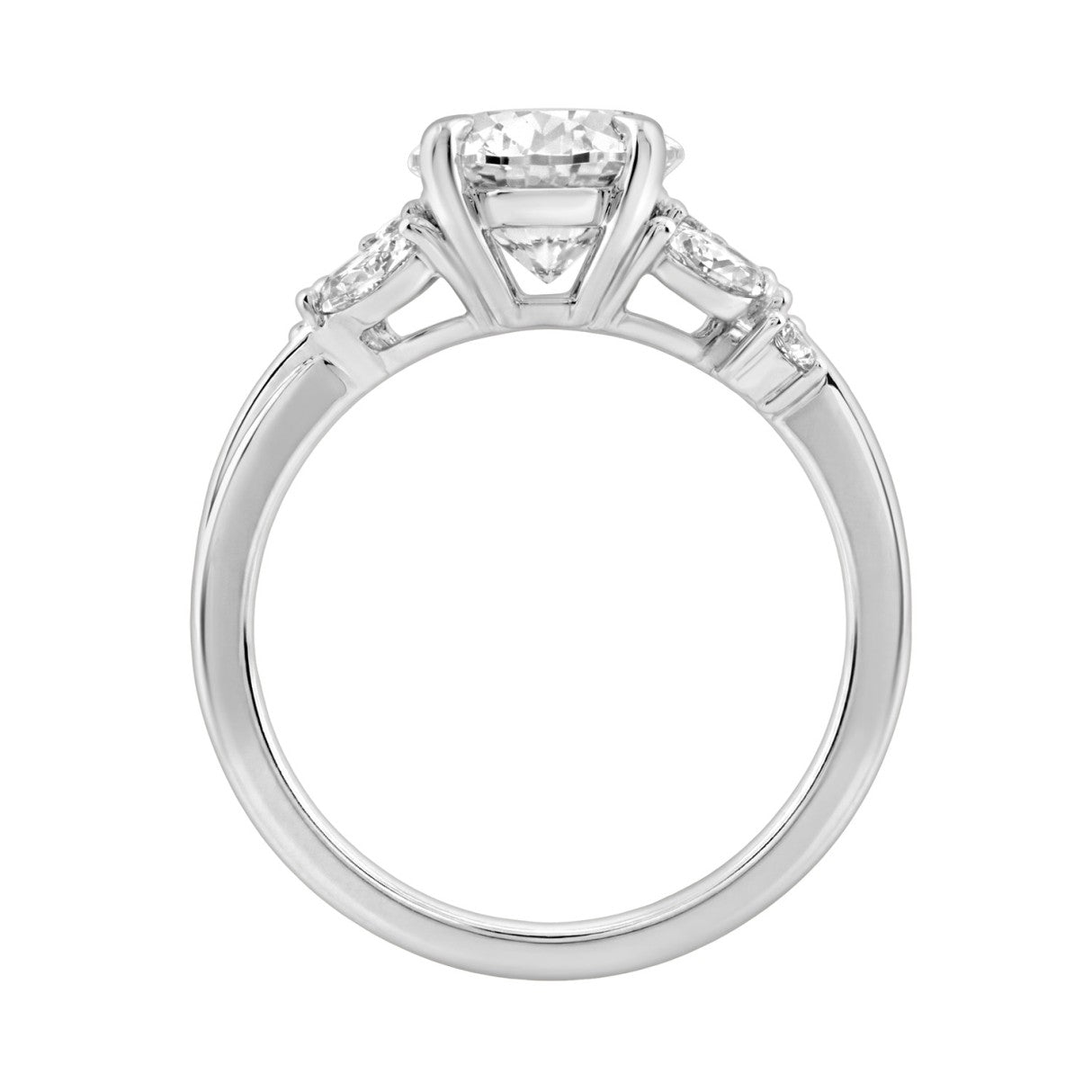 14K White Gold 3 1/2Ct Lab-Grown Diamond Engagement Ring For Women 3Ct Oval Center With Marquise & Round Side Stones, Elegant Bridal Ring (Color F-G -