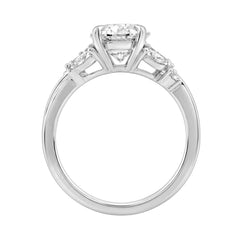 14K White Gold 3 1/2Ct Lab-Grown Diamond Engagement Ring For Women 3Ct Oval Center With Marquise & Round Side Stones, Elegant Bridal Ring (Color F-G -