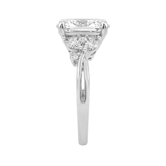 14K White Gold 3 1/2Ct Lab-Grown Diamond Engagement Ring For Women 3Ct Oval Center With Marquise & Round Side Stones, Elegant Bridal Ring (Color F-G -
