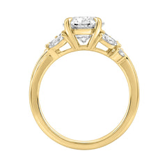14K Yellow Gold 3 1/2Ct Lab-Grown Diamond Engagement Ring For Women 3Ct Oval Center With Marquise & Round Side Stones, Elegant Bridal Ring (Color F-G