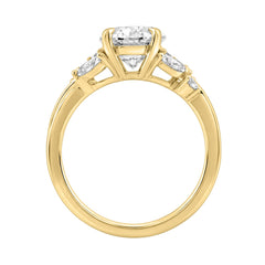14K Yellow Gold 3 1/2Ct Lab-Grown Diamond Engagement Ring For Women 3Ct Oval Center With Marquise & Round Side Stones, Elegant Bridal Ring (Color F-G -Clarity Vs1/Vs2)