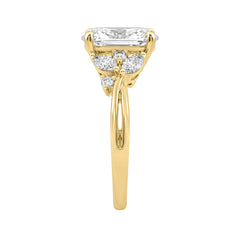 14K Yellow Gold 3 1/2Ct Lab-Grown Diamond Engagement Ring For Women 3Ct Oval Center With Marquise & Round Side Stones, Elegant Bridal Ring (Color F-G
