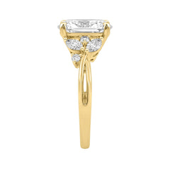 14K Yellow Gold 3 1/2Ct Lab-Grown Diamond Engagement Ring For Women 3Ct Oval Center With Marquise & Round Side Stones, Elegant Bridal Ring (Color F-G -Clarity Vs1/Vs2)