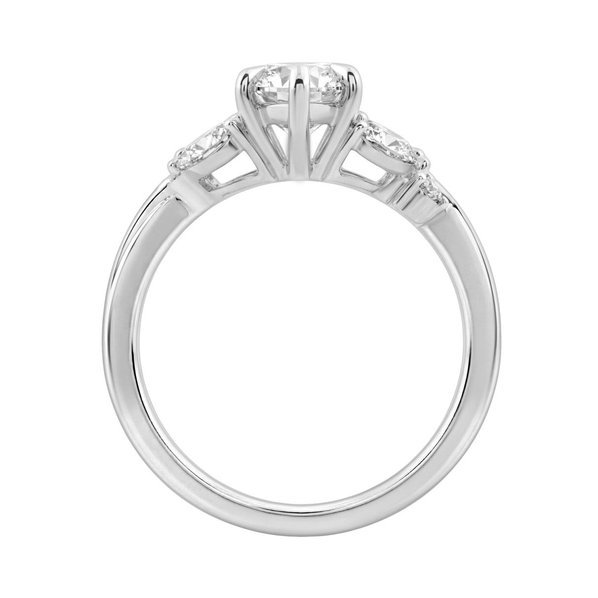 14K White Gold 3 1/2Ct Lab-Grown Diamond Engagement Ring For Women 3Ct Marquise Center With Round Side Stones, Elegant Fashion Bridal Ring (Color F-G