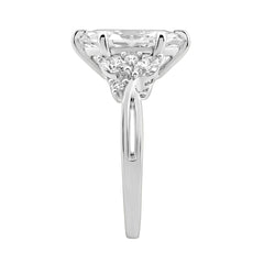 14K White Gold 3 1/2Ct Lab-Grown Diamond Engagement Ring For Women 3Ct Marquise Center With Round Side Stones, Elegant Fashion Bridal Ring (Color F-G
