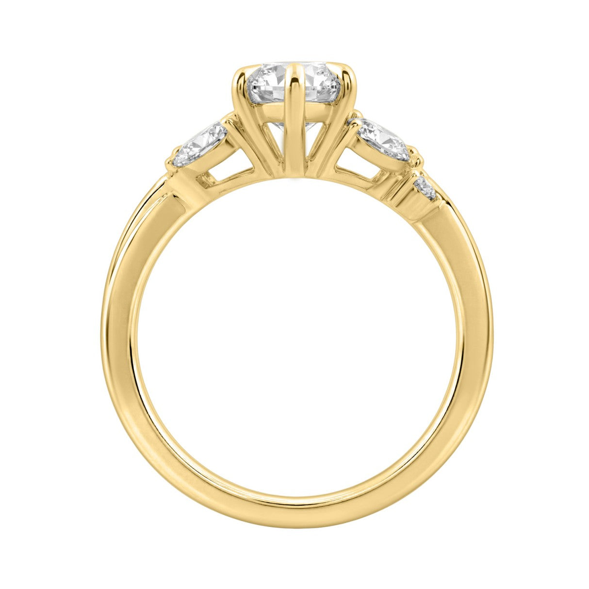 14K Yellow Gold 3 1/2Ct Lab-Grown Diamond Engagement Ring For Women 3Ct Marquise Center With Round Side Stones, Elegant Fashion Bridal Ring (Color F-G -Clarity Vs1/Vs2)
