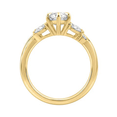 14K Yellow Gold 3 1/2Ct Lab-Grown Diamond Engagement Ring For Women 3Ct Marquise Center With Round Side Stones, Elegant Fashion Bridal Ring (Color F-G -Clarity Vs1/Vs2)