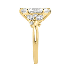 14K Yellow Gold 3 1/2Ct Lab-Grown Diamond Engagement Ring For Women 3Ct Marquise Center With Round Side Stones, Elegant Fashion Bridal Ring (Color F-G -Clarity Vs1/Vs2)