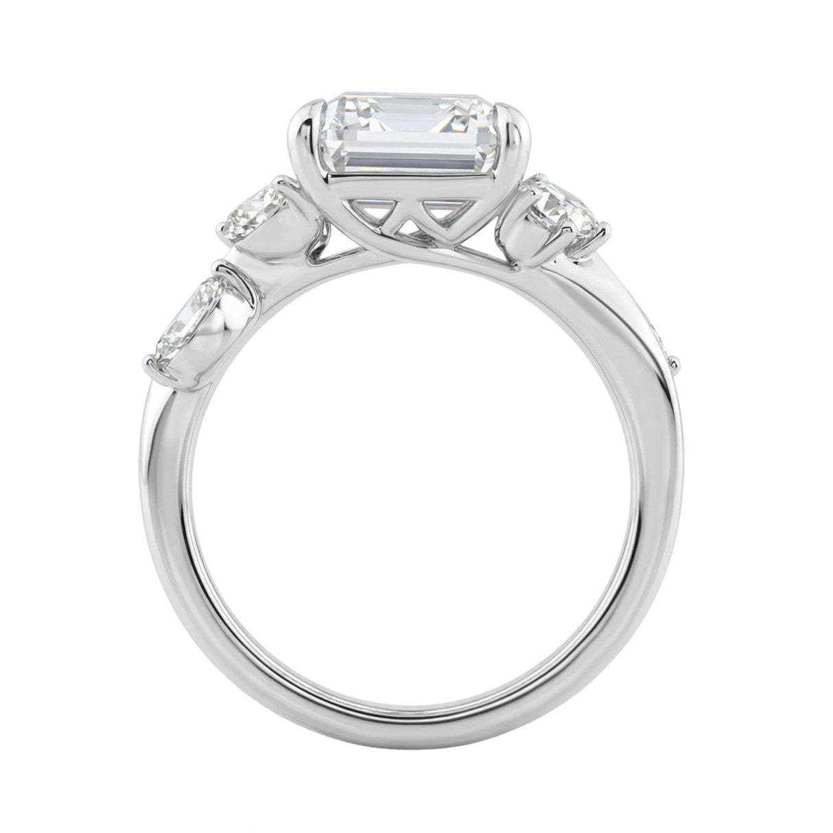 Luxury 14K White Gold 5 1/2Ct Lab-Grown Diamond Ring 5Ct Emerald Center With Marquise &amp; Round Side Stones For Women Engagement Ring (Color F-G -Cl