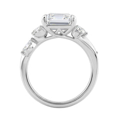 Luxury 14K White Gold 5 1/2Ct Lab-Grown Diamond Ring 5Ct Emerald Center With Marquise &amp; Round Side Stones For Women Engagement Ring (Color F-G -Cl