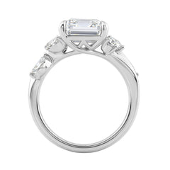 Luxury 14K White Gold 5 1/2Ct Lab-Grown Diamond Ring 5Ct Emerald Center With Marquise &amp; Round Side Stones For Women Engagement Ring (Color F-G -Clarity Vs1/Vs2)
