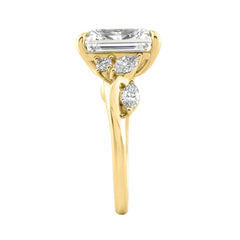 Luxury 14K Yellow Gold 5 1/2Ct Lab-Grown Diamond Ring 5Ct Emerald Center With Marquise & Round Side Stones For Women Engagement Ring (Color F-G -Clarity Vs1/Vs2)