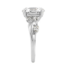 14K White Gold 5 1/2Ct Lab-Grown Diamond Engagement Ring For Women 5Ct Round Center Stone With Marquise Side Stones, Luxury Bridal Ring (Color F-G -Cl