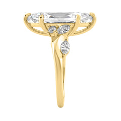 14K Yellow Gold 5 1/2Ct Lab-Grown Diamond Engagement Ring For Women 5Ct Marquise Center Stone With Round Side Stones, Luxury Bridal Ring (Color F-G -C
