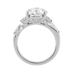 14K White Gold 5 1/2Ct Lab-Grown Diamond Engagement Ring For Women 5Ct Pear Center Stone With Marquise/Round Side Stones, Luxury Bridal Ring (Color F-