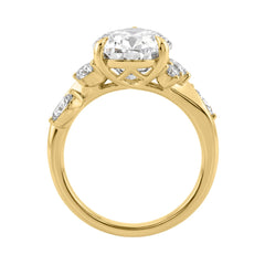 14K Yellow Gold 5 1/2Ct Lab-Grown Diamond Engagement Ring For Women 5Ct Pear Center Stone With Marquise/Round Side Stones, Luxury Bridal Ring (Color F