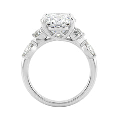14K White Gold 5 1/2Ct Lab-Grown Diamond Engagement Ring For Women 5Ct Oval Center Stone With Marquise/Round Side Stones, Luxury Bridal Ring (Color F-