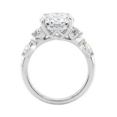 14K White Gold 5 1/2Ct Lab-Grown Diamond Engagement Ring For Women 5Ct Oval Center Stone With Marquise/Round Side Stones, Luxury Bridal Ring (Color F-G -Clarity Vs1/Vs2)
