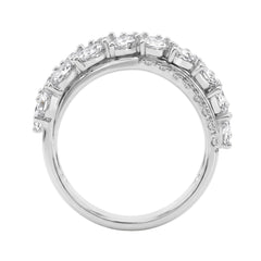 Luxury 14K White Gold 3Ct Lab Grown Diamond Pear Shape &amp; Round Cut Ladies Fashion Ring For Her (Color F-G -Clarity Vs1/Vs2)