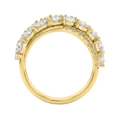 Luxury 14K Yellow Gold 3Ct Lab Grown Diamond Pear Shape &amp; Round Cut Ladies Fashion Ring For Her (Color F-G -Clarity Vs1/Vs2)