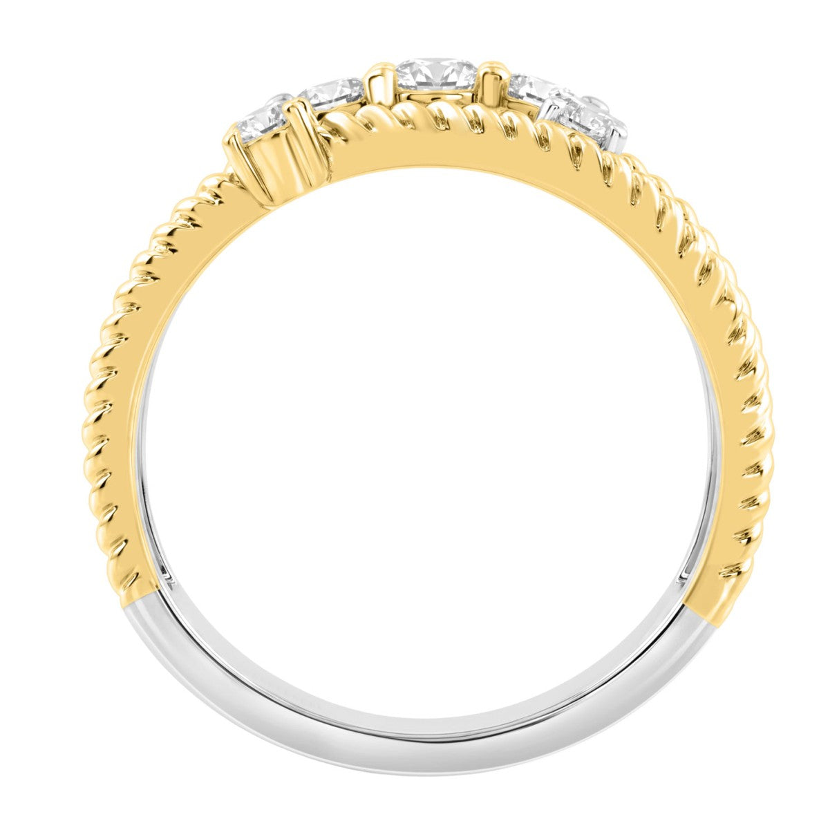 Women Luxury 14K White/Yellow Gold 1.00Ct Lab Grown Round Diamond Crossover Multi-Row Statement Ring (Color F-G -Clarity Vs1/Vs2)