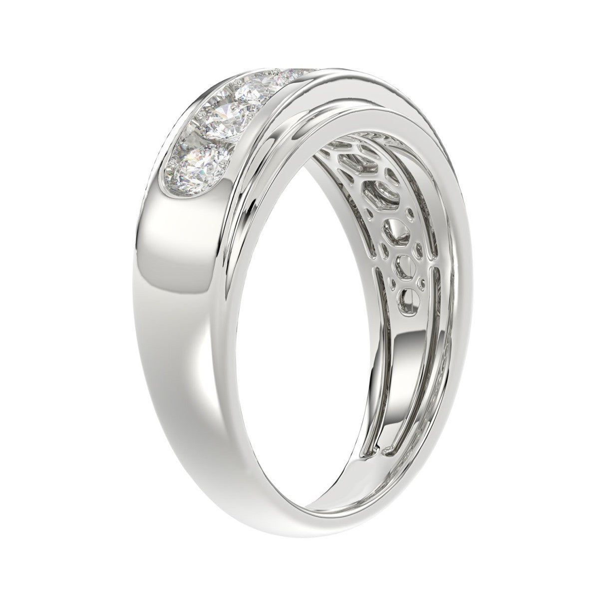 Luxury 14K White Gold 1.00Ct Men's Round Cut Lab Grown Diamond Band
