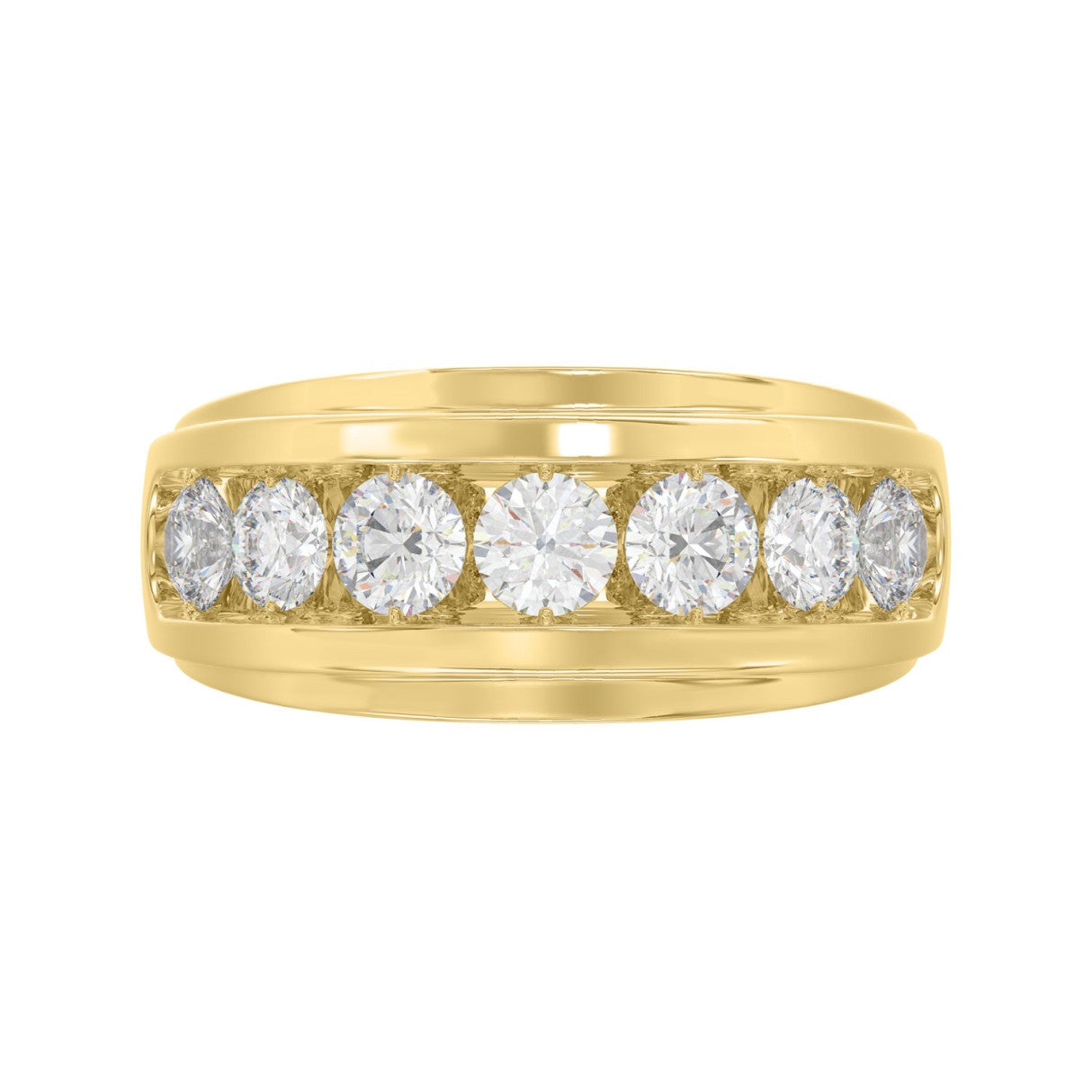 Elegant 14K Yellow Gold 2.00Ct Men's Round Cut Lab Grown Diamond Band
