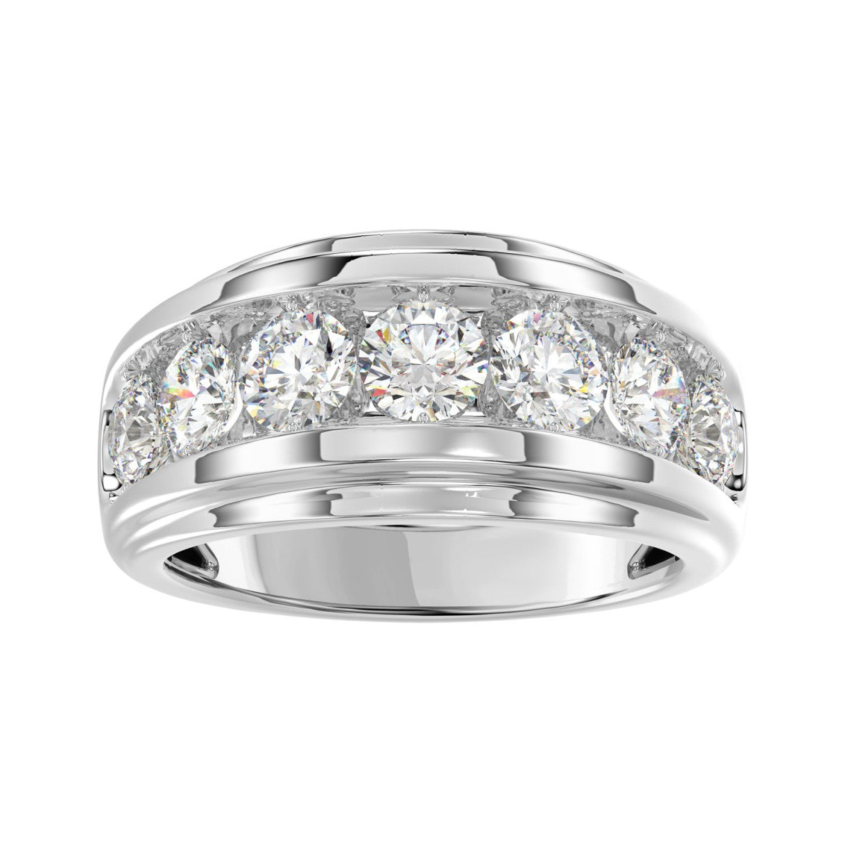 Elegant 14K White Gold 3.00Ct Men's Round Cut Lab Grown Diamond Band