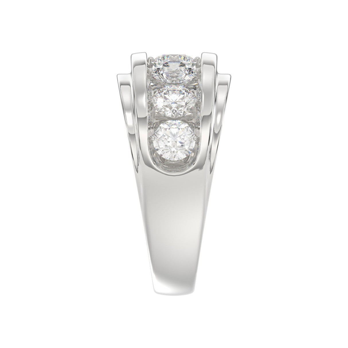Elegant 14K White Gold 3.00Ct Men's Round Cut Lab Grown Diamond Band