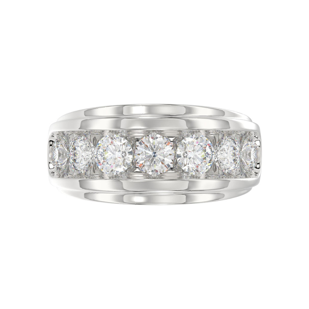Elegant 14K White Gold 3.00Ct Men's Round Cut Lab Grown Diamond Band